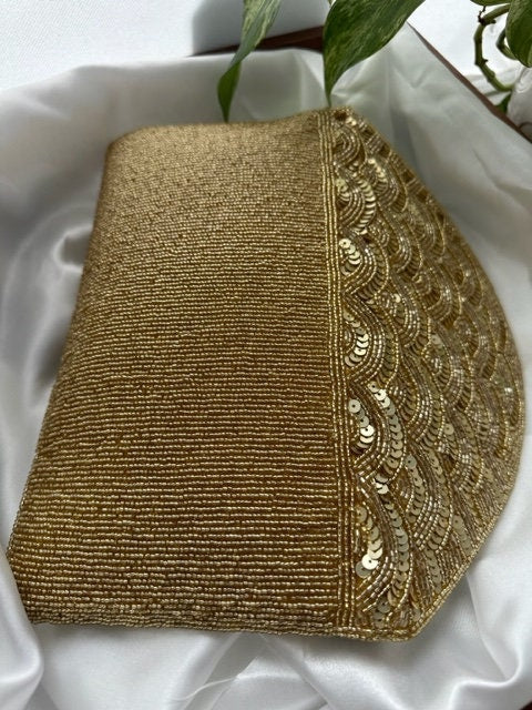 Gold Sequin and Bead Embellished Clutch | Handmade Evening Wristlet | Envelope Evening Bag | Bridal Clutch | Shoulder Bag | Crossbody