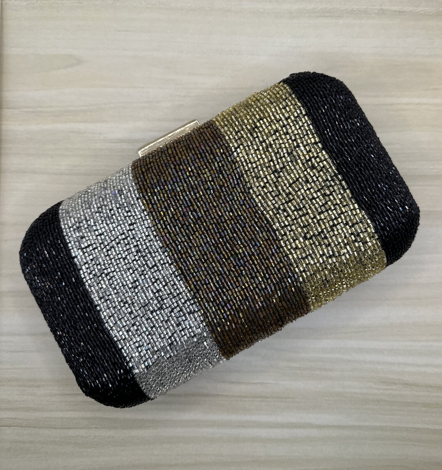 Handmade Beaded Clutch Purse with gold, copper, silver and black cut beads| Elegant Evening Bag - Perfect Gift for her